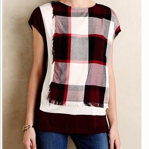 Unique plaid multi fabric top